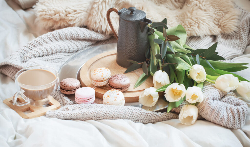 Morning breakfast with coffee for perfect morning routine